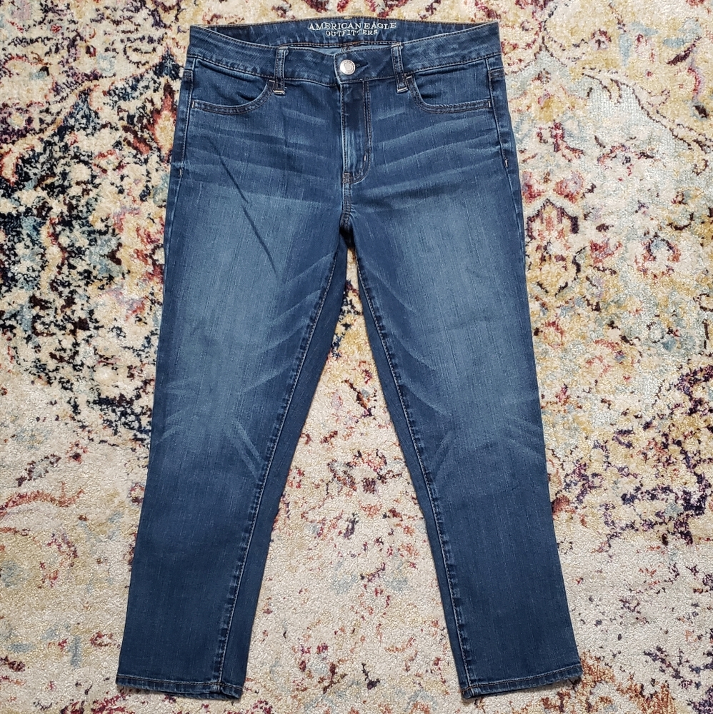 American Eagle Hi-Rise Jegging Next Level Stretch Blue Jean Denim Size 14 Long